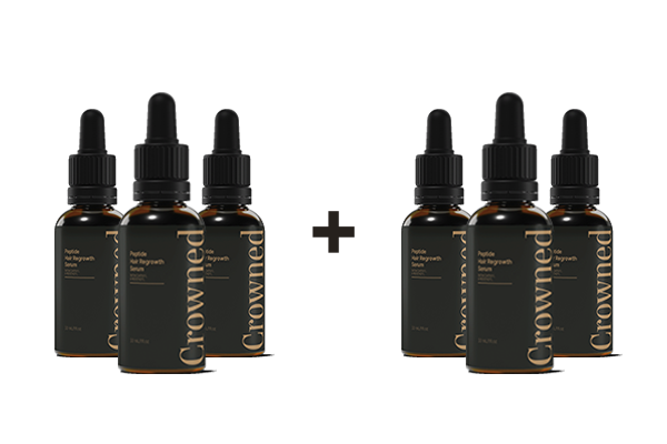 Crowned hair serum Buy 3 Get 3 Free bundle — six dropper bottles, lowest price ever